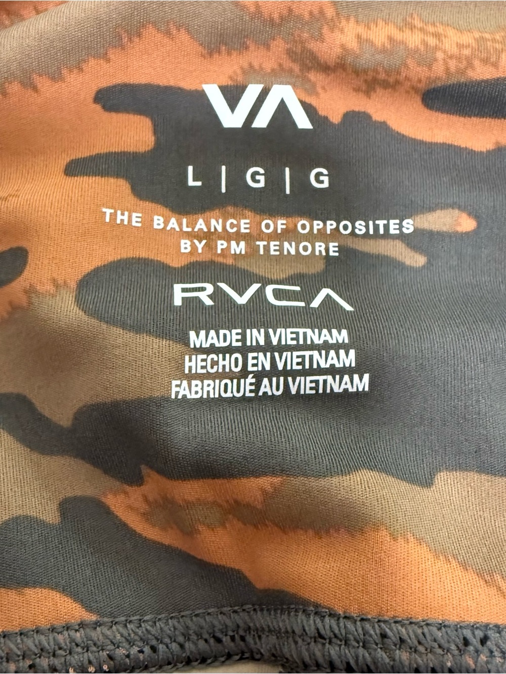 RVCA Women’s Large Camo High Rise Leggings Orange Gray VA Sport